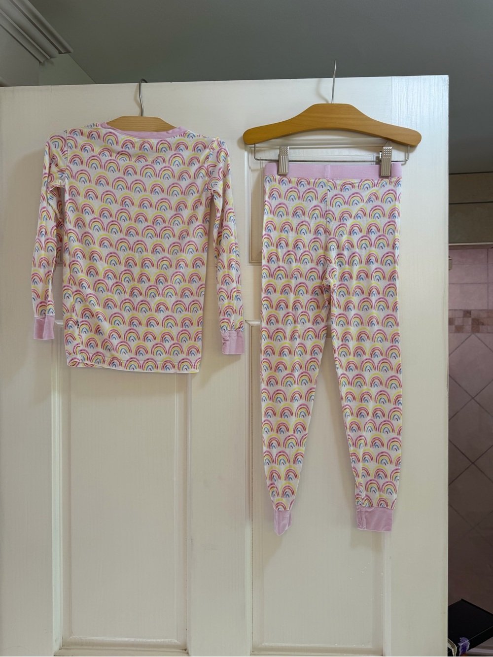 Little Sleepies Girls Rainbow Print Pajama Set - Pink, Yellow, Blue - Picture 2 of 7